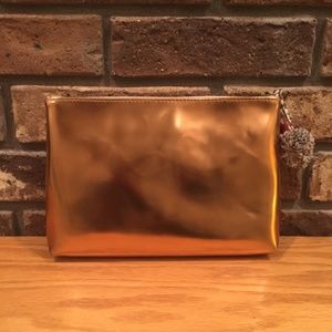 Bronze Metallic Madewell Clutch w/ Pom Poms
